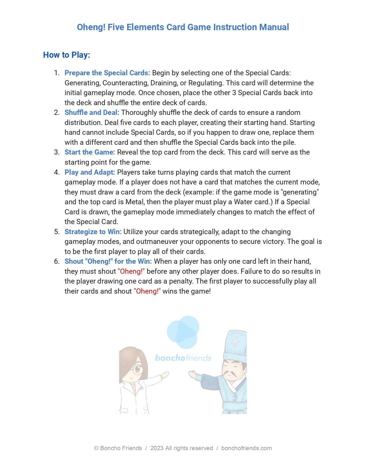 Oheng! Five Elements Card Game