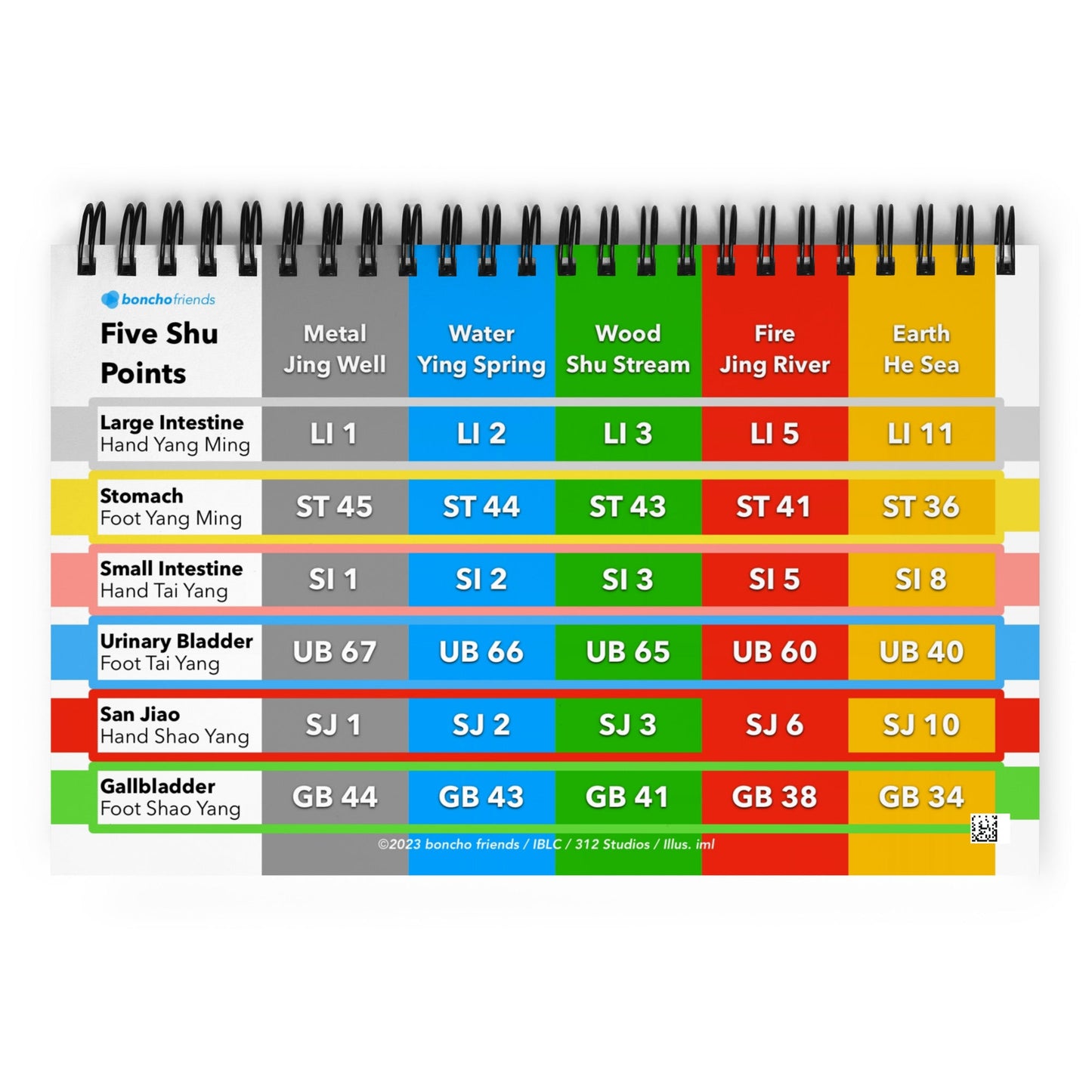 Boncho 5 Shu Points Spiral Notebook
